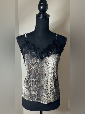 NWT! Zara Snake Print Lace Trim Cami Top